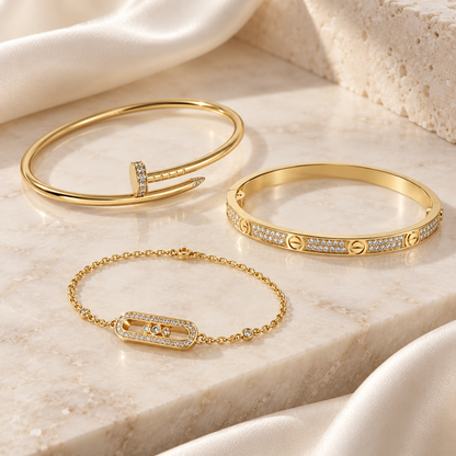[Luxe Jewelery] LOVE & JUSTE Baby Move Diamond Bracelet Stack Set