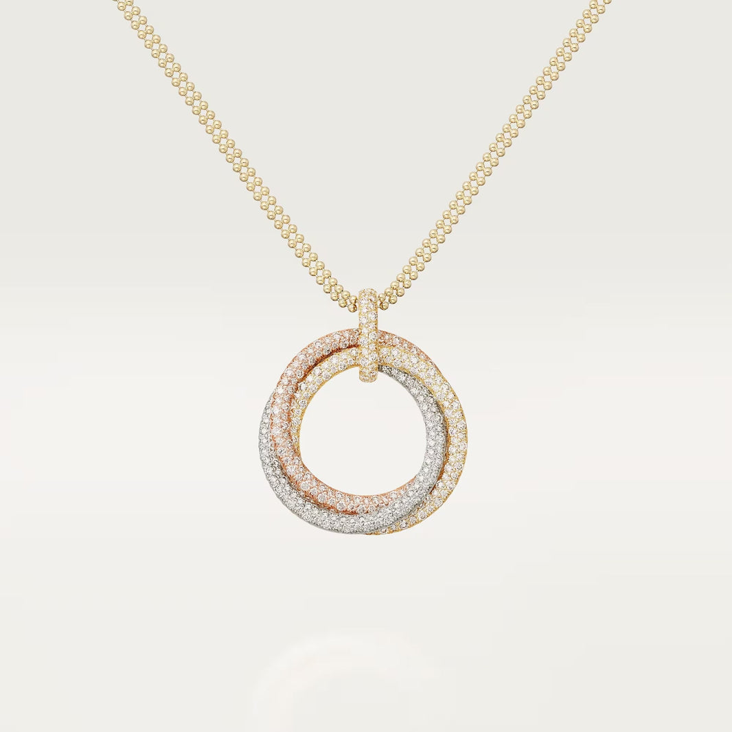 [Luxe Jewelry] TRINITY LARGE FULL DIAMOND  NECKLACE