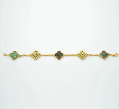[LUXE] CLOVER 5 MOTIF GRAY MOP BRACELET COLLECTION