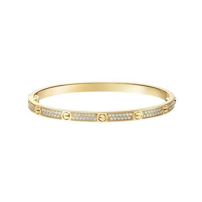 [Luxe Jewelery] JUSTE Diamond & LOVE Diamond-Paved Bracelet Stack Set