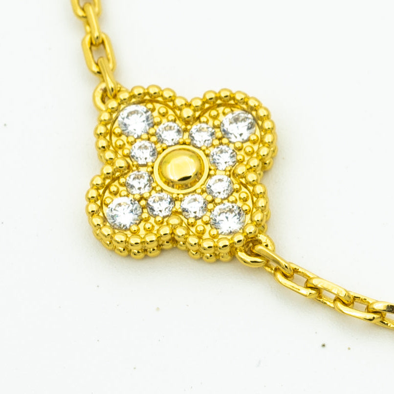 [Luxe]CLOVER BRACELET 5 MOTIFS GOLD DIAMOND