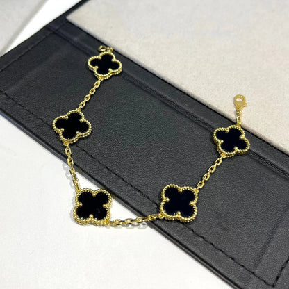 [LUXE] CLOVER 5モチーフ オニキス ブレスレット コレクション