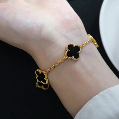 [LUXE] CLOVER 5モチーフ オニキス ブレスレット コレクション