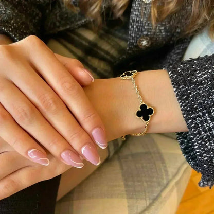 [LUXE] CLOVER 5モチーフ オニキス ブレスレット コレクション