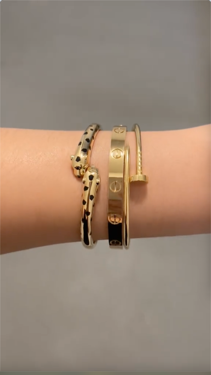 [Luxe Jewelery] Panthère & LOVE  & JUSTE  Diamond Bracelet Stack Set