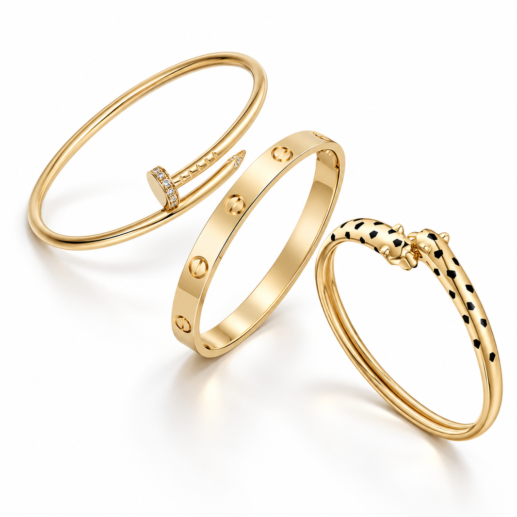 [Luxe Jewelery] Panthère & LOVE  & JUSTE  Diamond Bracelet Stack Set