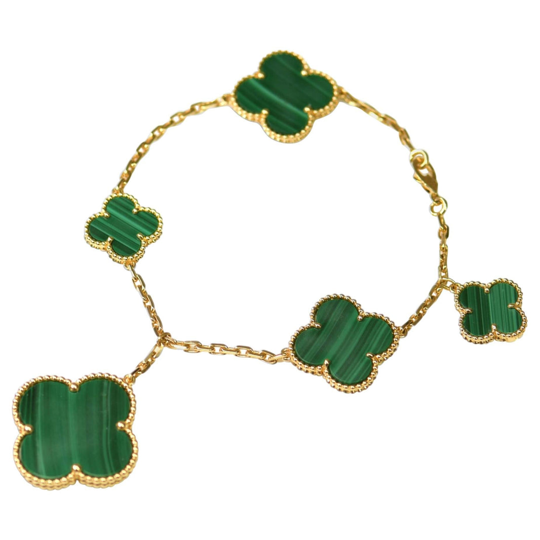 [LUXE]MAGIC CLOVER MALACHITE GOLD BRACELET 5 MOTIFS