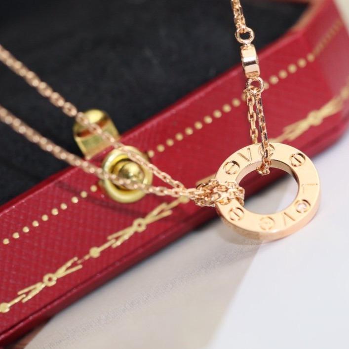 [Luxe]LOVE NECKLACE ADJUSTABLE ROSE GOLD 2 DIAMOND