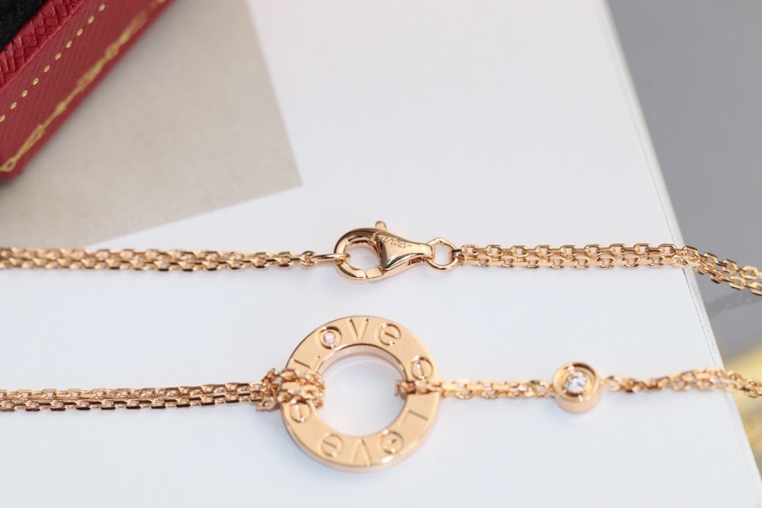 [Luxe]LOVE NECKLACE ADJUSTABLE ROSE GOLD 2 DIAMOND