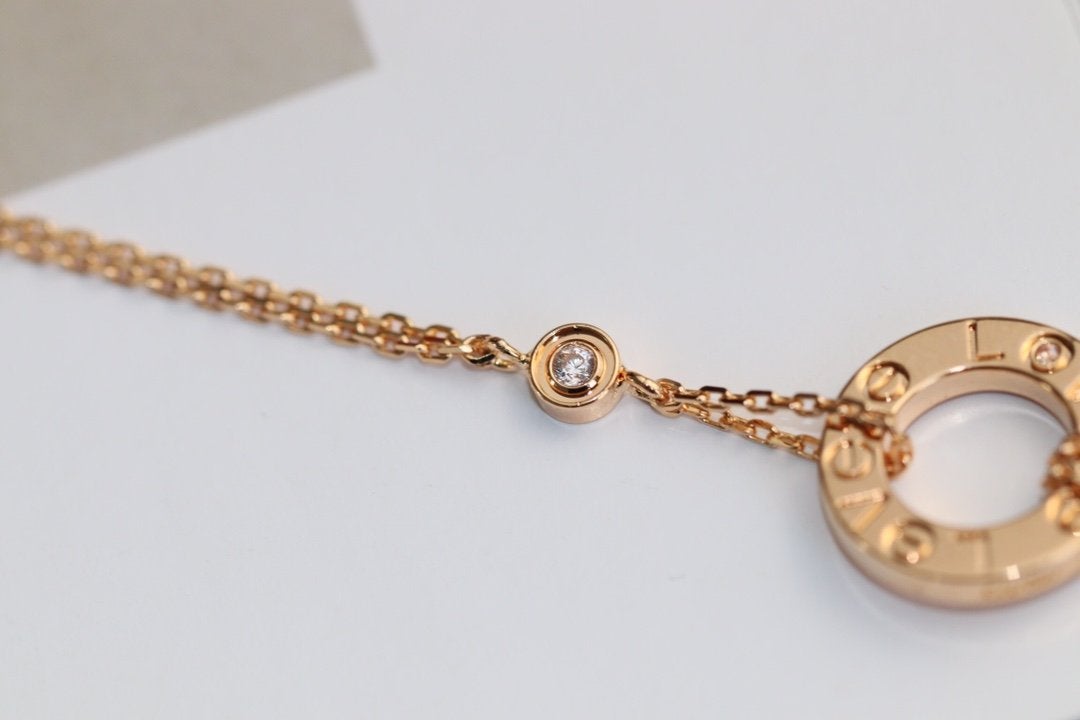 [Luxe]LOVE NECKLACE ADJUSTABLE ROSE GOLD 2 DIAMOND