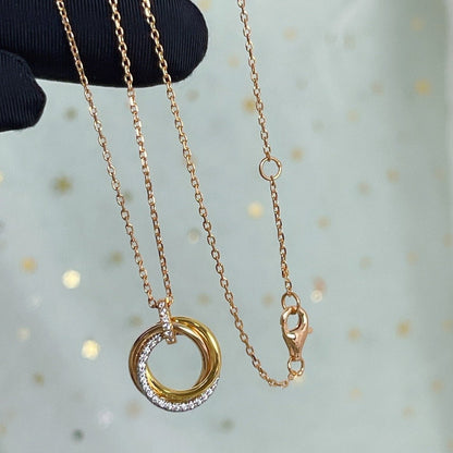 [Luxe]TRINITY NECKLACE SILVER GOLD PINK GOLD DIAMONDS