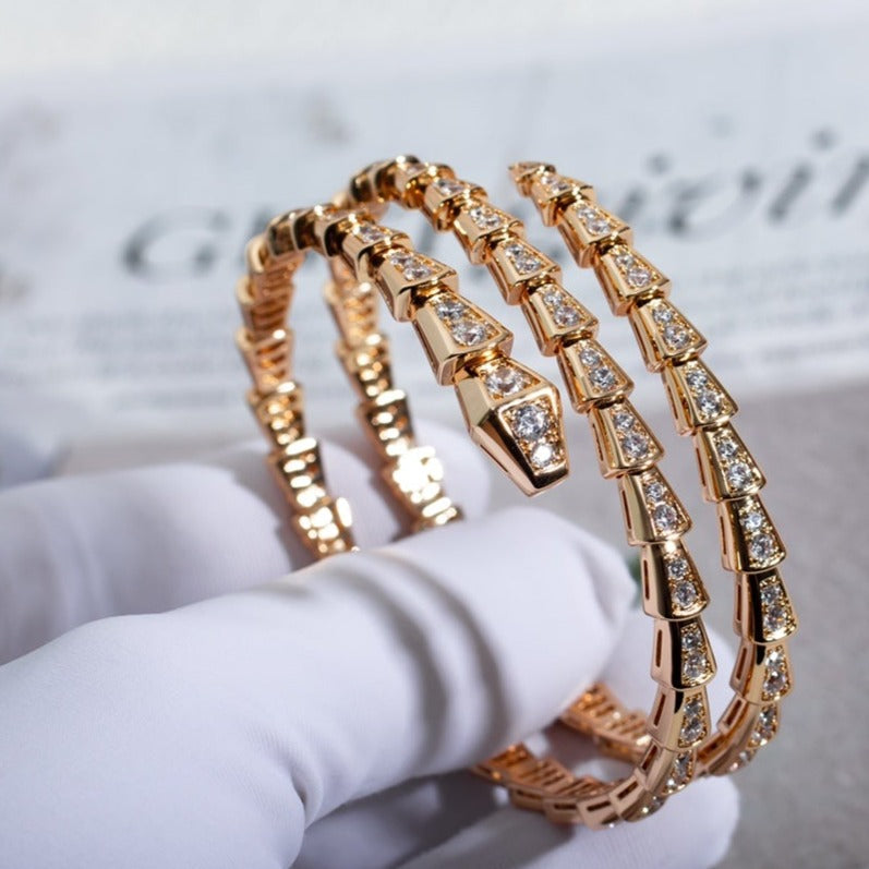 [Luxe]SERPENTI BRACELET PINK GOLD DIAMOND DOUBLE ROW