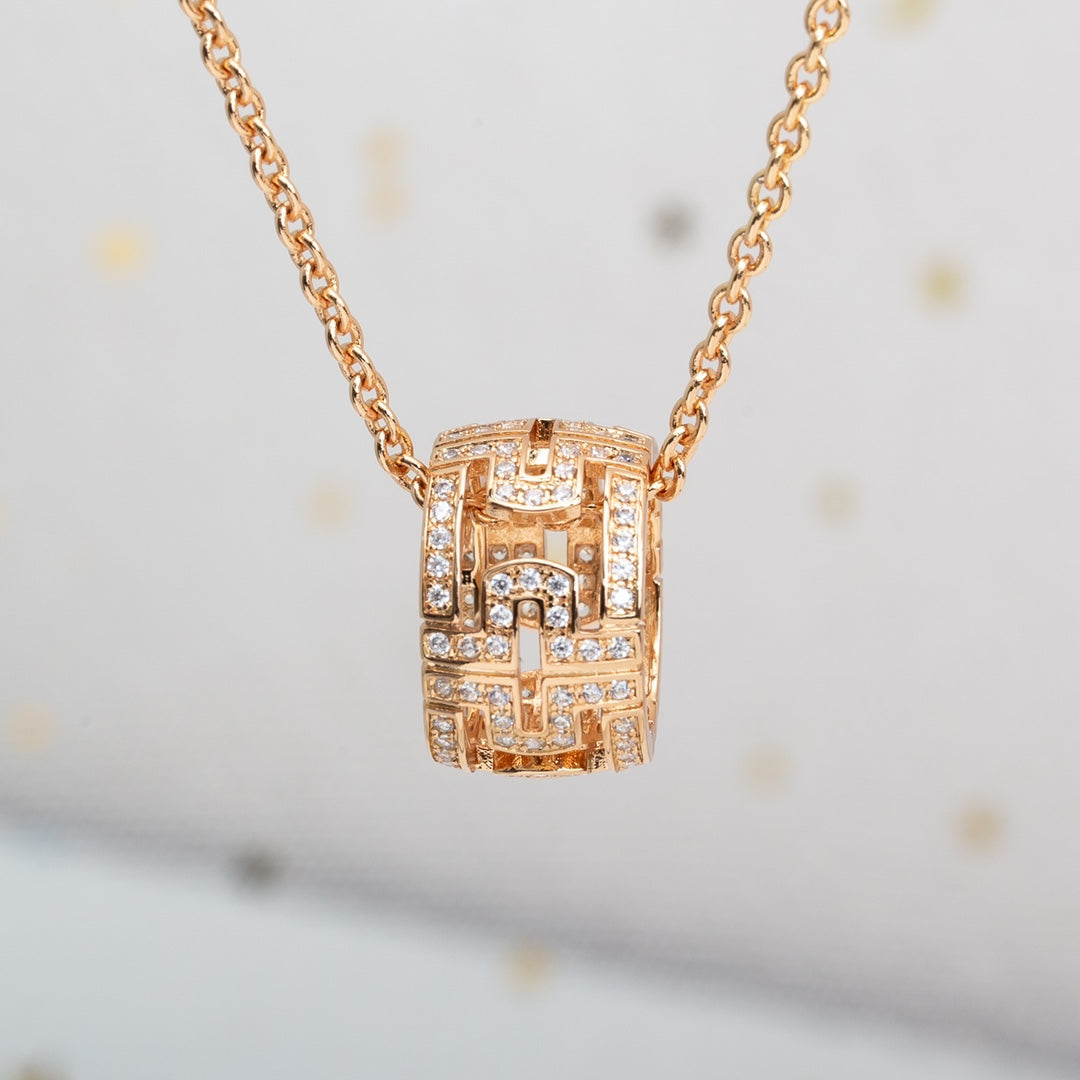 [Luxe]PARENTESI NECKLACE PINK GOLD DIAMOND