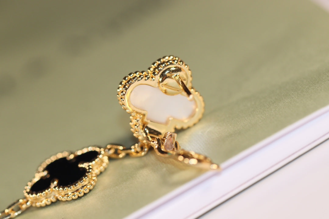 [Luxe]CLOVER EARRINGS GOLD ONYX MOP 3 MOTIF