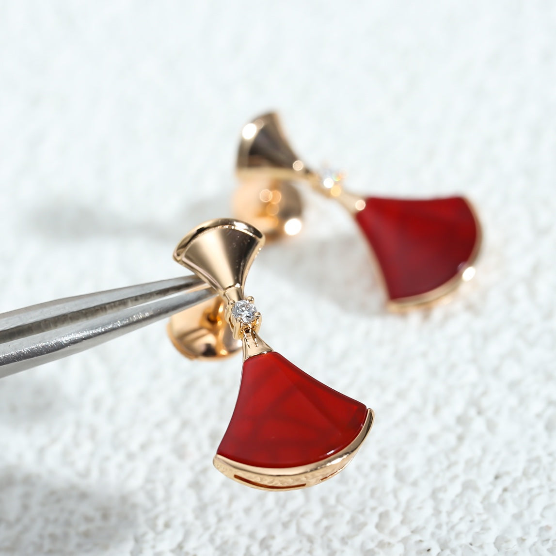 [Luxe]DREAM Carnelian PINK GOLD EARRINGS