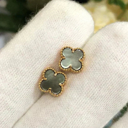 [Luxe]CLOVER MINI 9.5MM GRAY MOP EARRINGS