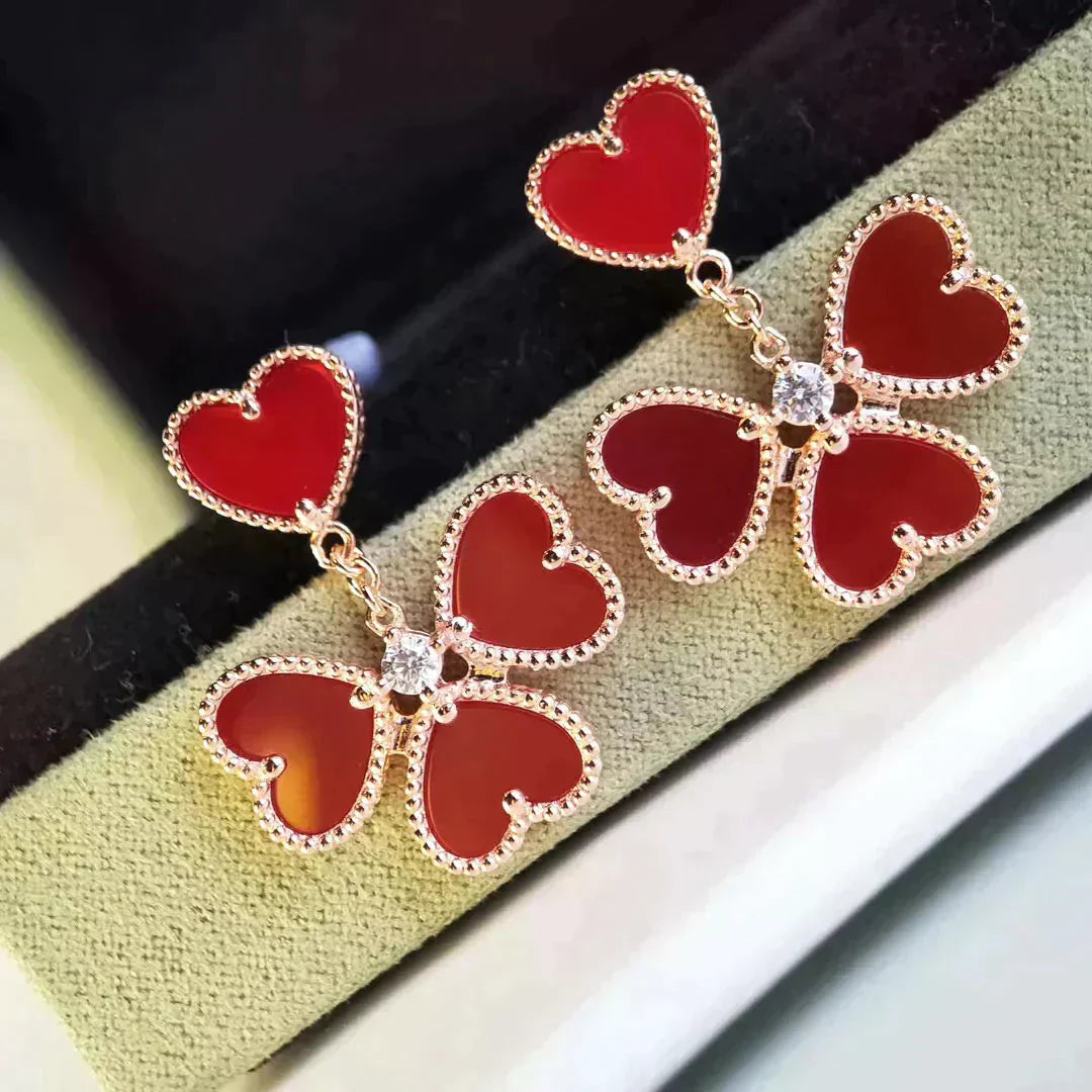 [Luxe]SWEET CLOVER CARNELIAN EARRINGS