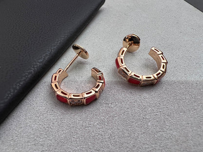 [Luxe]SERPENTI CARNELIAN PINK GOLD EARRINGS