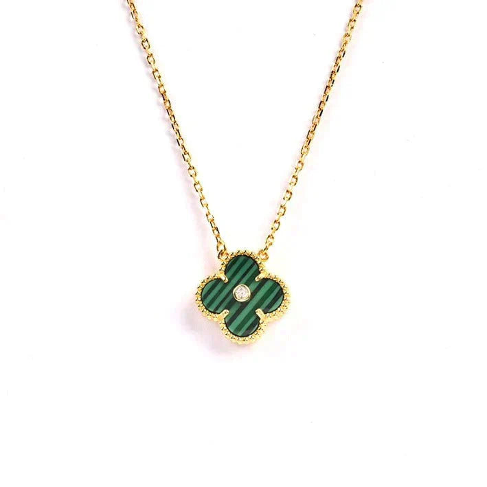 [Luxe]CLOVER 15MM DIAMOND TURQUOISE NECKLACE