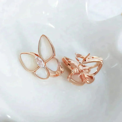 [LUXE] SCHMETTERLINGS-PERLMUTT-DIAMANT-OHRRINGE