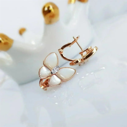 [LUXE] SCHMETTERLINGS-PERLMUTT-DIAMANT-OHRRINGE