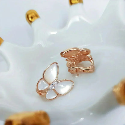 [LUXE] SCHMETTERLINGS-PERLMUTT-DIAMANT-OHRRINGE
