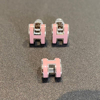 [LUXE]MINI POP H SILVER EARRINGS PINK