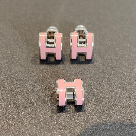 [LUXE]MINI POP H SILVER EARRINGS PINK