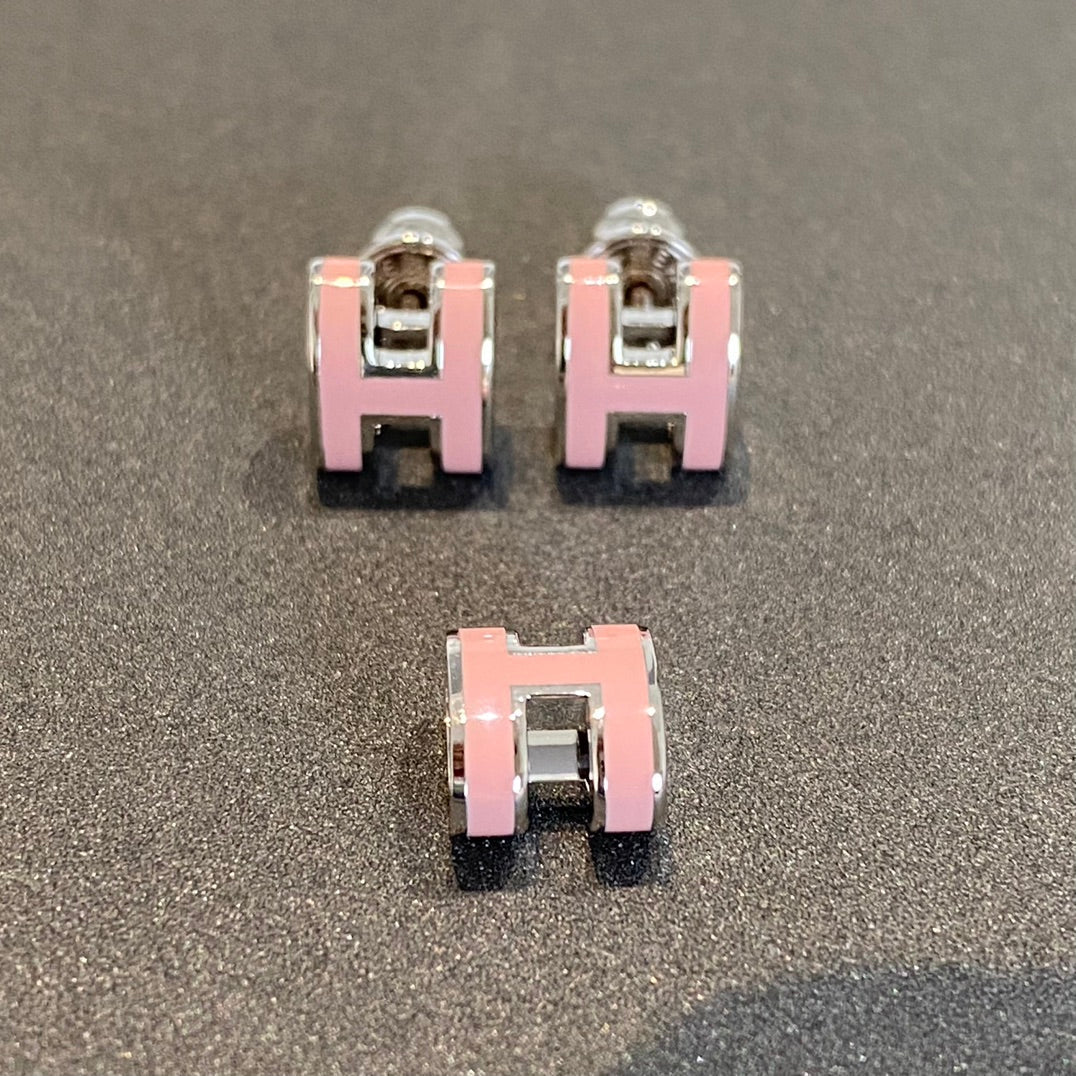 [Luxe]MINI POP H SILVER EARRINGS PINK