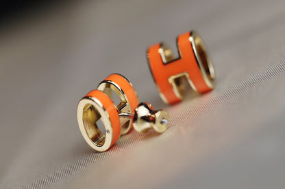 [Luxe]MINI POP H EARRINGS ORANGE