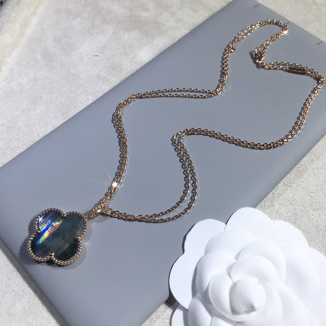 [Luxe]CLOVER 25MM GOLD DARK MOP BIG CLOVER NECKLACE