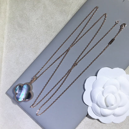 [Luxe]CLOVER 25MM GOLD DARK MOP BIG CLOVER NECKLACE