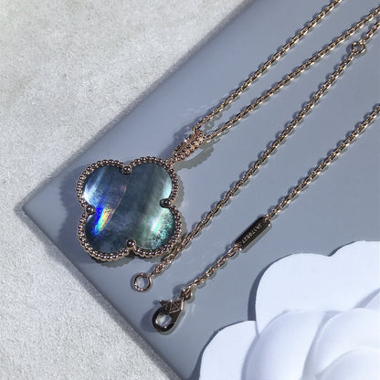 [LUXE]クローバー 25mm ゴールド ダークモップ ビッグクローバーネックレス