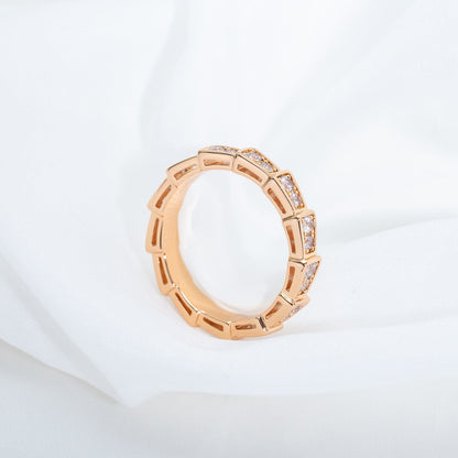 [Luxe]SERPENTI RING PINK GOLD DIAMOND PAVED 3MM