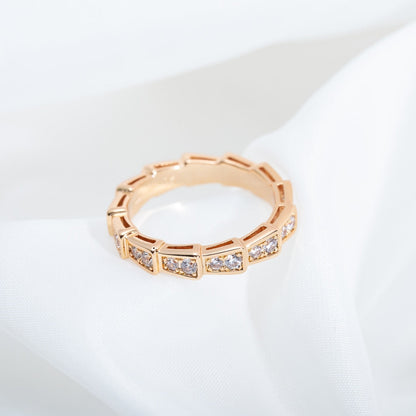 [Luxe]SERPENTI RING PINK GOLD DIAMOND PAVED 3MM