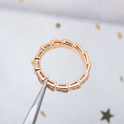 [Luxe]SERPENTI RING PINK GOLD DIAMOND PAVED 3MM