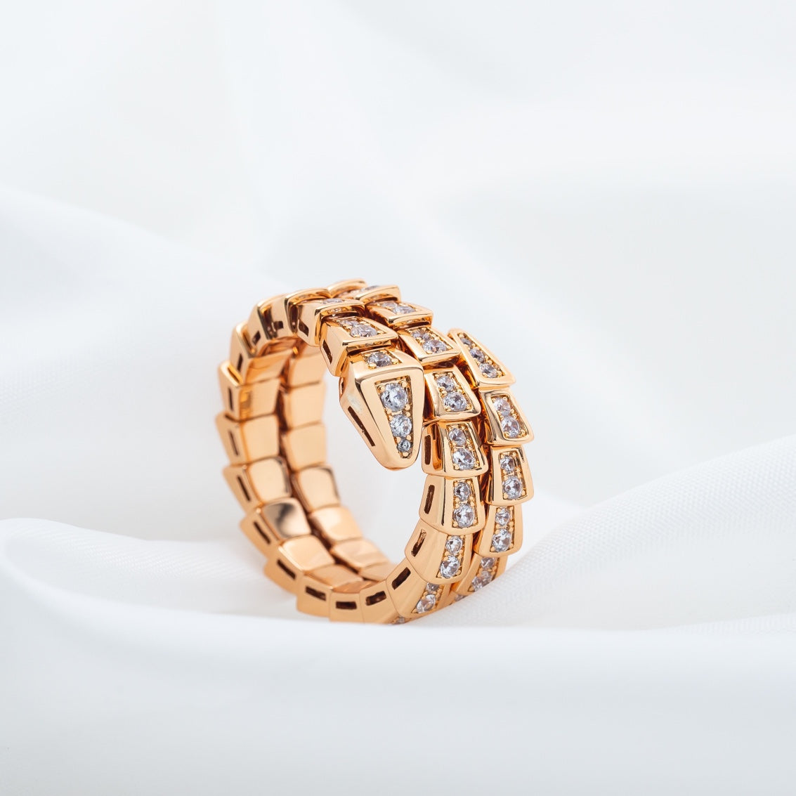 [Luxe]SERPENTI RING PINK GOLD DIAMOND DOUBLE ROW