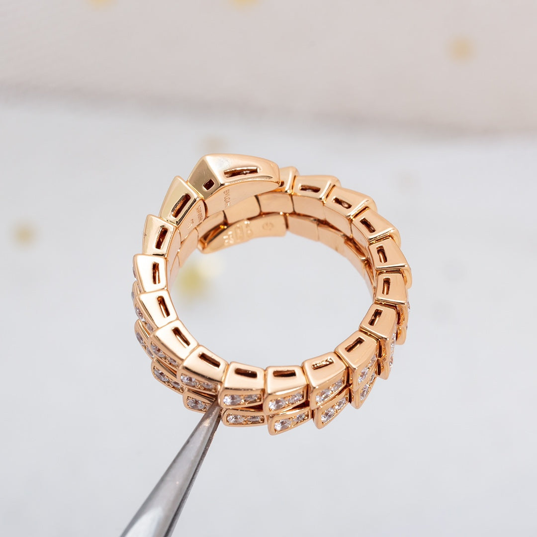 [Luxe]SERPENTI RING PINK GOLD DIAMOND DOUBLE ROW