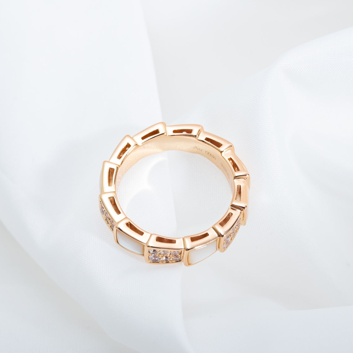 [Luxe]SERPENTI RING PINK GOLD MOP DIAMOND PAVED 4MM