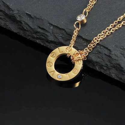 [Luxe Jewelry] LOVE NECKLACE 16MM 2 DIAMONDS