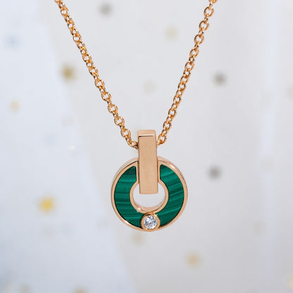 [Luxe]GARI NECKLACE PINK GOLD MALACHITE