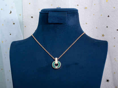 [Luxe]GARI NECKLACE PINK GOLD MALACHITE