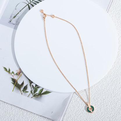 [Luxe]GARI NECKLACE PINK GOLD MALACHITE