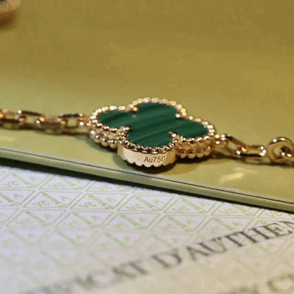 [LUXE] CLOVER 5 MOTIF MALACHITE BRACELET COLLECTION