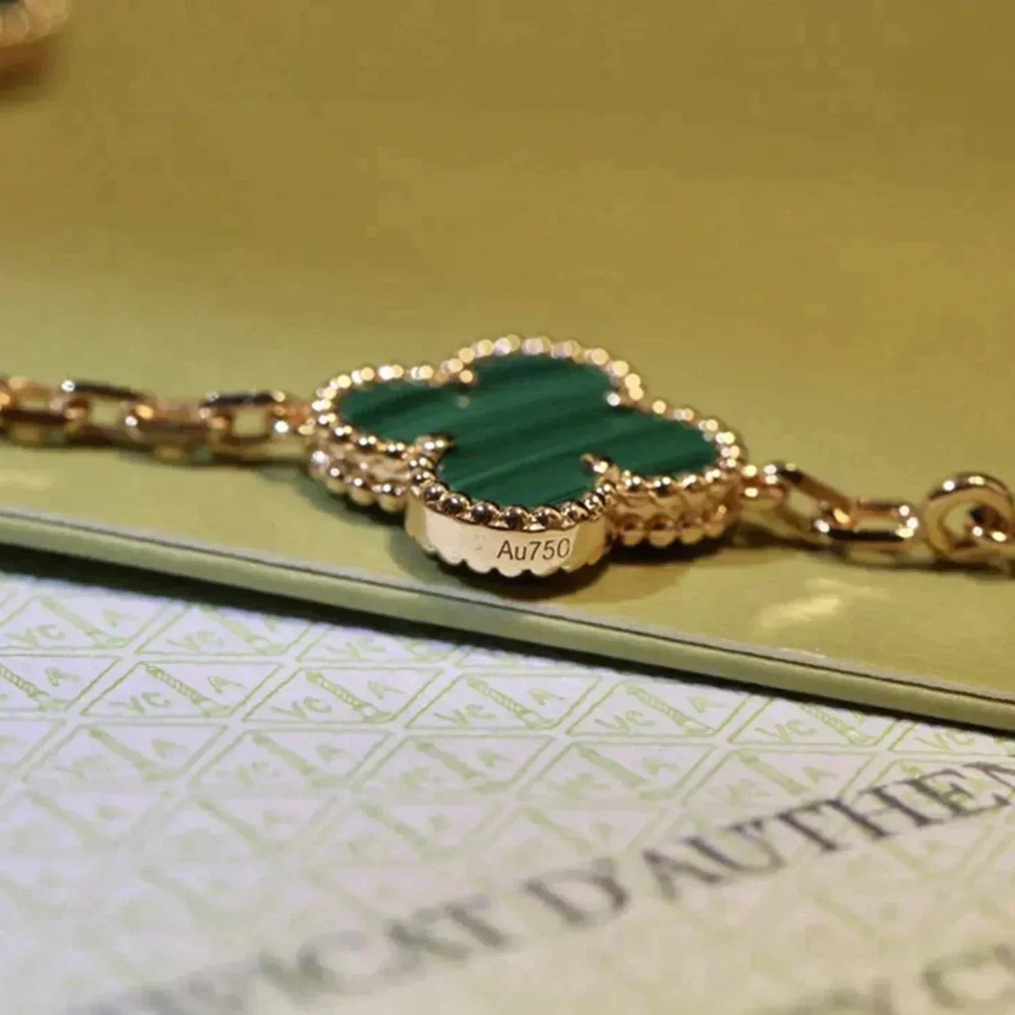 [Luxe]CLOVER 5 MOTIFS MALACHITE BRACELET