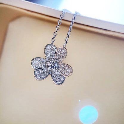 [LUXE]クローバー ダイヤモンド ネックレス シルバー