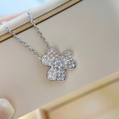[LUXE]クローバー ダイヤモンド ネックレス シルバー