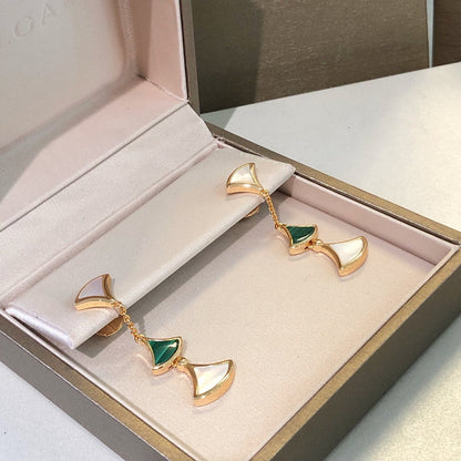 [Luxe]DREAM EARRINGS 3 MOTIFS MALACHITE MOP PINK GOLD