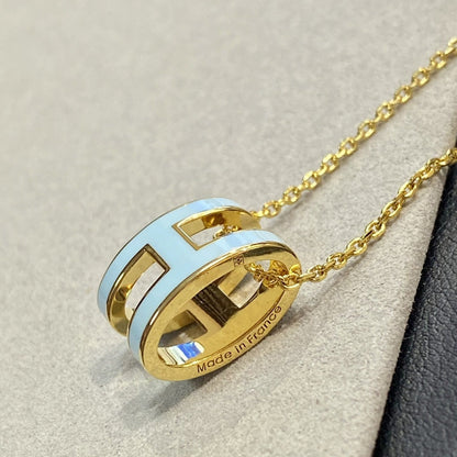 [Luxe]POP H LIGHT BLUE NECKLACE