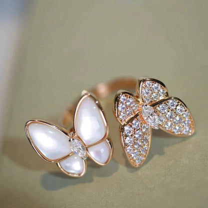 [LUXE]ZWEI SCHMETTERLINGS-DIAMANT-MOP-RING